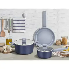 JUST HOME COLLECTION - Batería de Cocina 5 Piezas Aluminio Navy Nova Azul