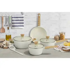 JUST HOME COLLECTION - Batería de Cocina 8 Piezas Aluminio Picnic Beige