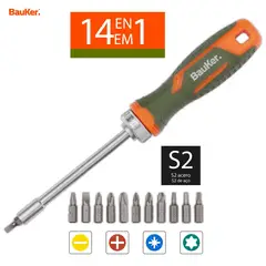 BAUKER - Set Atornillador Ratchet 14 en 1