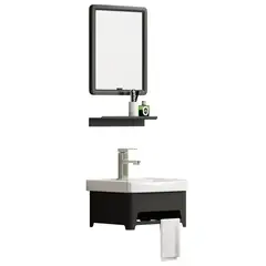 SENSI DACQUA - Combo Mueble de baño + Espejo + Repisa Hubby Negro 26x36x43 cm