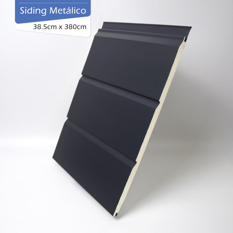 Siding Metalico 16 mm 0,385X3,8 mt Gris