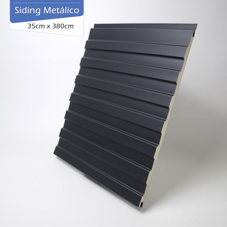 Siding Metalico 16 mm 0,35X3,8 Metros Gris Grafito Ranurado