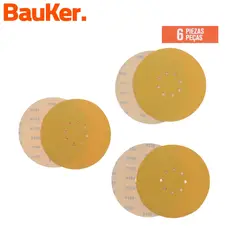 BAUKER - Disco Lija velcro 8 1/2" Grano Mix 6 Unidades