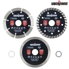 UBERMANN - Set 3 discos diamantados 4 3/8" para sierra de marmol