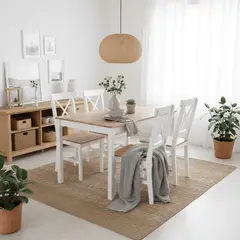 JUST HOME COLLECTION - Juego de Comedor 4 Sillas Mesa Rectangular 118x74x73cm Madera