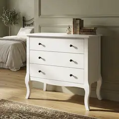 JUST HOME COLLECTION - Cómoda 3 Cajón(es) Classic 91x80x39.5 cm Blanco