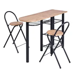 CASA BONITA - Comedor Auxiliar 2 Sillas Mesa Rectangular 120x78x40cm Café