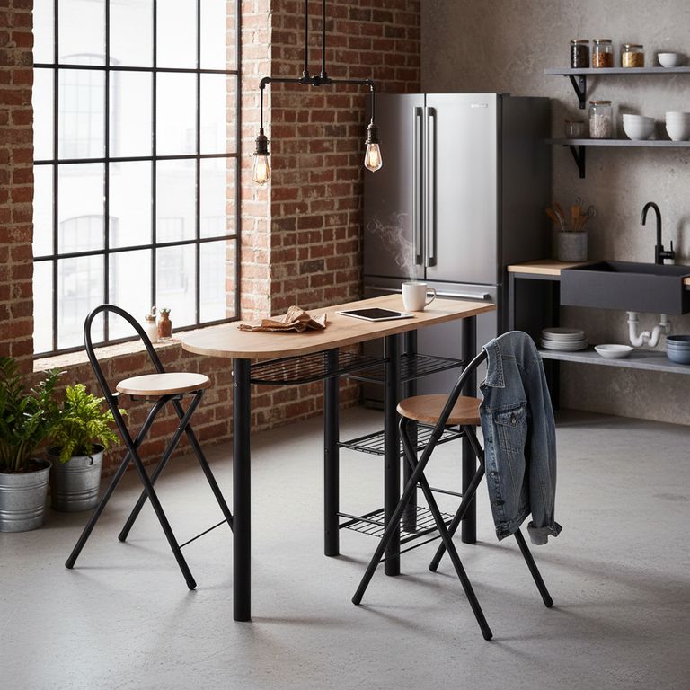 Comedor Auxiliar 2 Sillas Mesa Rectangular 120 x 78 x 40 cm Café