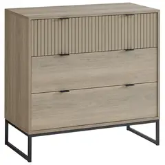 JUST HOME COLLECTION - Cómoda 3 Cajón(es) Elle 80x78x39 cm Roble/Negro