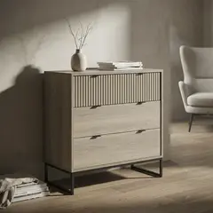 JUST HOME COLLECTION - Cómoda 3 Cajón(es) Elle 80x78x39 cm Roble/Negro