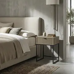 JUST HOME COLLECTION - Velador 1 Cajón(es) Elle 40x57x40 cm Roble/Negro