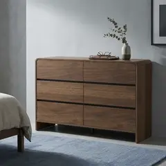 JUST HOME COLLECTION - Cómoda 6 Cajón(es) Curvo 120x76x40 cm Café