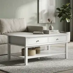 JUST HOME COLLECTION - Mesa de centro Nora Blanco 100x55x45 cm