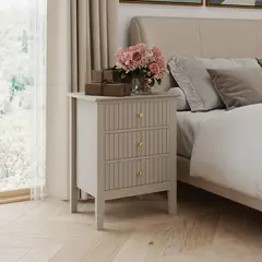 JUST HOME COLLECTION - Velador 3 Cajón(es) Cottage 48x61.5x35 cm Taupe