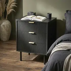 JUST HOME COLLECTION - Velador 3 Cajón(es) Mona 47x40x65 cm Negro