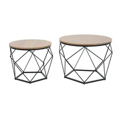 JUST HOME COLLECTION - Set 2 Mesas Auxiliar Negro 50x50x40 cm