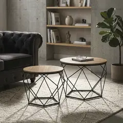 JUST HOME COLLECTION - Set 2 Mesas Auxiliar Negro 50x50x40 cm