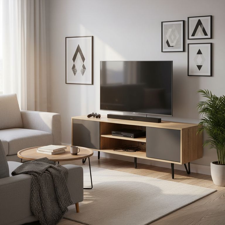Mesa TV 65 " Berlin Café/Gris 140x50x40 cm