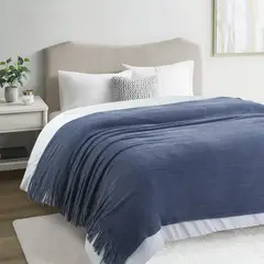 JUST HOME COLLECTION - Manta Piecera Tejida 130X160 cm Azul