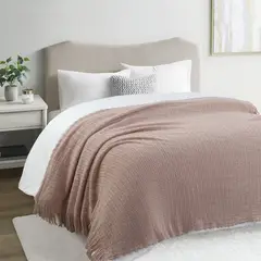 JUST HOME COLLECTION - Manta Piecera Tejida 130X160 cm Palo Rosa