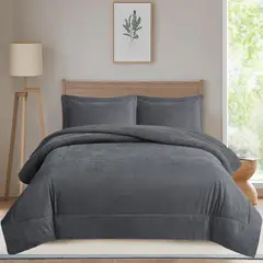 JUST HOME COLLECTION - Plumón Sherpa Urbano Liso 1,5P / 2P / K Gris