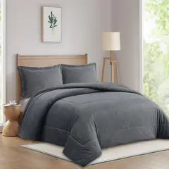 JUST HOME COLLECTION - Plumón Sherpa Urbano Liso 1,5P / 2P / K Gris