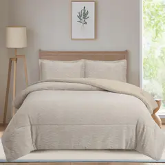 JUST HOME COLLECTION - Plumón Sherpa Clásico Liso 1,5P / 2P / K Crudo