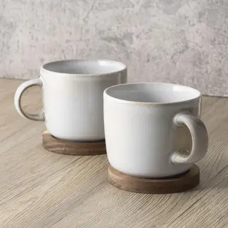 JUST HOME COLLECTION - Set 2 Mug 370 ml Cerámica Reactivo Blanco