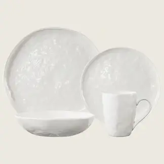 JUST HOME COLLECTION - Juego de Loza 16 Piezas Porcelana Artisan Blanco
