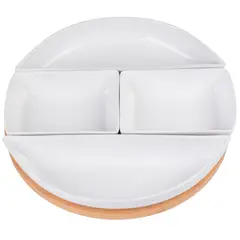 JUST HOME COLLECTION - Set 4 bowls + base bambu servir