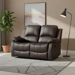 JUST HOME COLLECTION - Sofá Reclinable con Masaje y Calentador 2 cuerpos Atlanta 150.5x101x95 cm Café