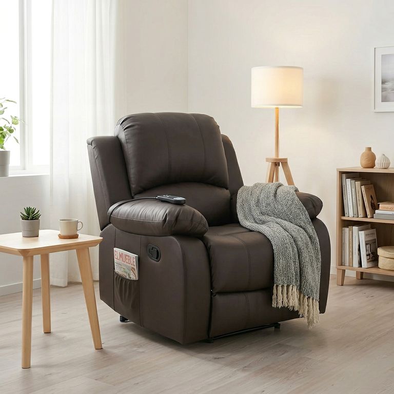 Sofá Reclinable con Masaje y Calentador 1 cuerpo Atlanta 93x101x95 cm Café