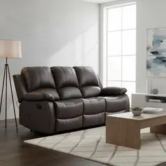 JUST HOME COLLECTION - Sofá Reclinable Atlanta 3 cuerpos Café