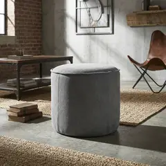 JUST HOME COLLECTION - Pouf redondo 40x40x40 cm gris
