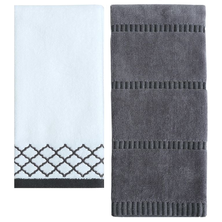 Set 2 Toalla Visita Grafito Blanco