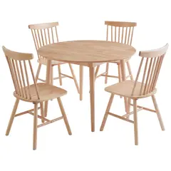 JUST HOME COLLECTION - Juego de comedor Victoria 4 Sillas Mesa Redonda 106x106x75 cm Café