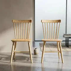 JUST HOME COLLECTION - Set 2 Sillas Windsor Madera Café 88,5x46x48 cm