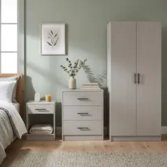 JUST HOME COLLECTION - Combo Clóset + Cómoda + Velador 2 Puerta(s) 4 Cajón(es) 79.4x170.3x49 cm Gris