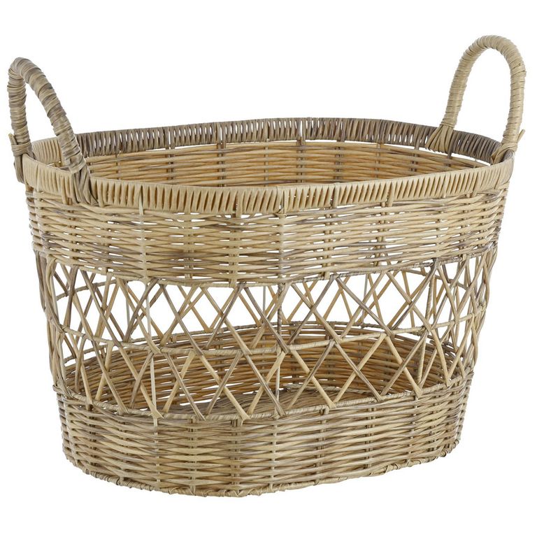 Set 3 canastos ratán 50x30x35 cm 45 l Beige