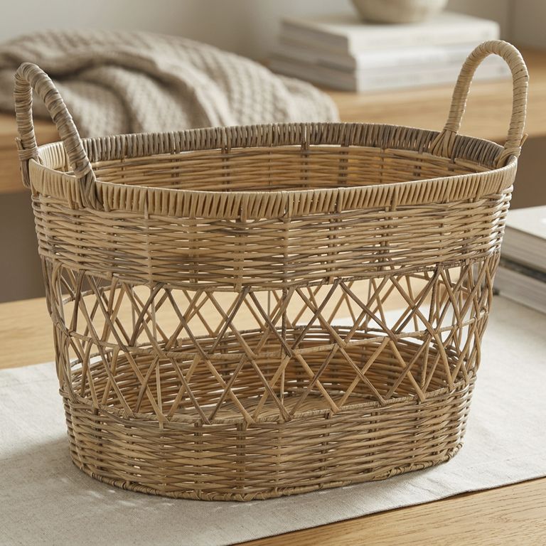 Set 3 canastos ratán 50x30x35 cm 45 l Beige