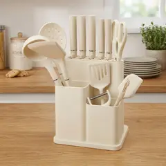 JUST HOME COLLECTION - Juego de Cuchillos Acero inoxidable Y Utensilios Cocina con Organizador Cloud
