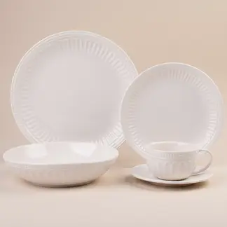 JUST HOME COLLECTION - Juego de Vajilla Blanco 30 Piezas 6 Personas Royal Sibu