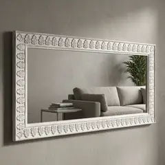 JUST HOME COLLECTION - Espejo Decorativo Rectangular 50x125 cm Roco Blanco