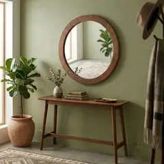 JUST HOME COLLECTION - Espejo Redondo Decorativo 60x60 cm Madera