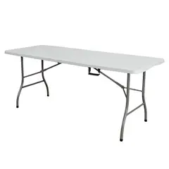 JUST HOME COLLECTION - Mesa Plegable Rectangular Acero 70x74x180 cm Blanco