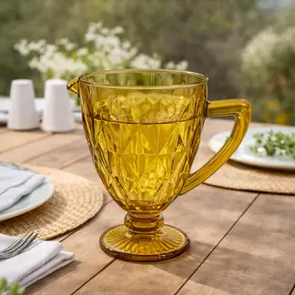 JUST HOME COLLECTION - Jarra de Vidrio 1200 ml Rombos Amarillo