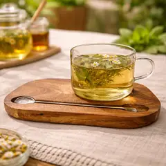 JUST HOME COLLECTION - Set taza/bandeja/cuchara Madera Rectangular 20x13 cm Café