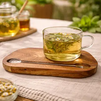 JUST HOME COLLECTION - Set taza/bandeja/cuchara Madera Rectangular 20x13 cm Café