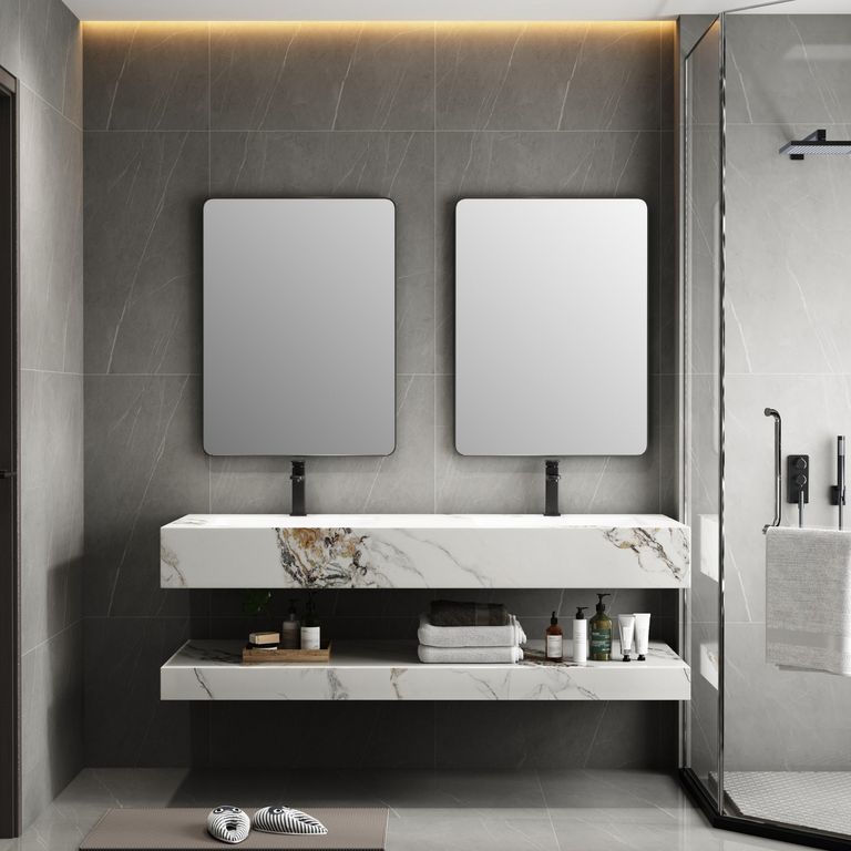 Espejo Baño Forma Rectangular 60x80 cm Negro
