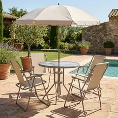 JUST HOME COLLECTION - Juego de Comedor de Terraza Cairo 4 Personas Taupe